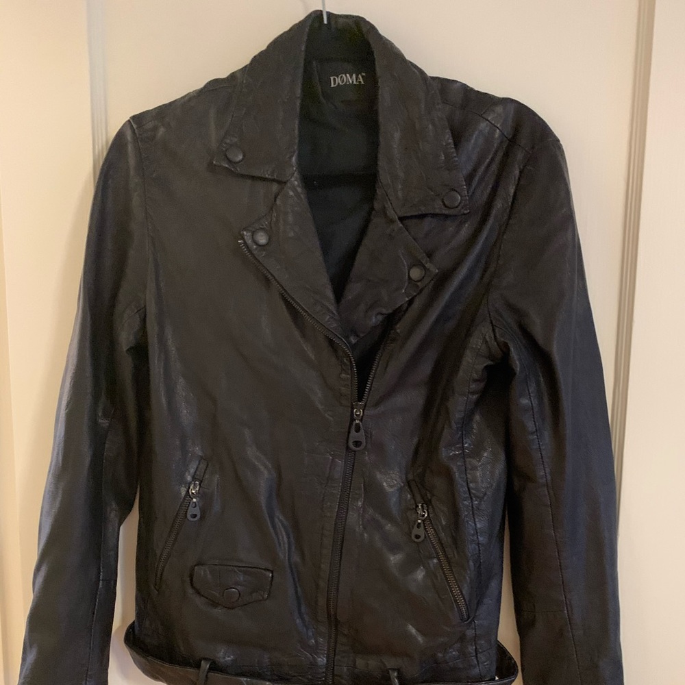 Black Doma leather motorcycle jacket